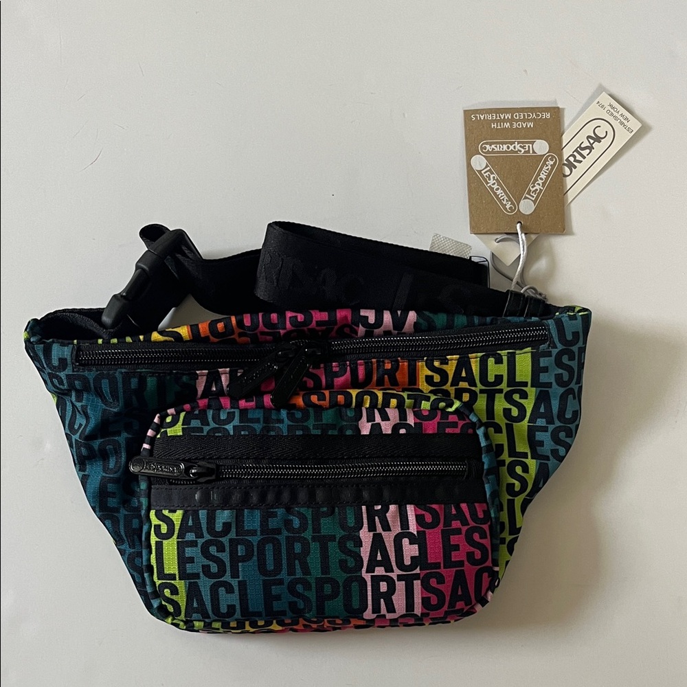 Lesportsac Black Multicolor Logo Print Belt Bag